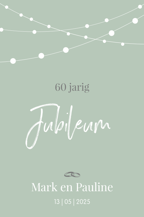 Jubileumkaart met slinger en ringen voor 60 jaar